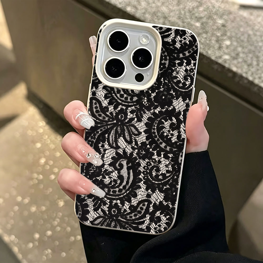 Coque Souple Noire Vintage à M - Vintage Floral Pattern Soft Case avis et prix